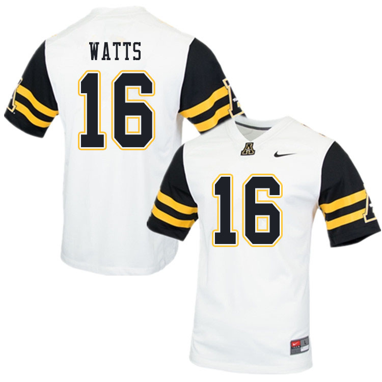 Men #16 Bailey Watts Appalachian State Mountaineers College Football Jerseys Sale-White - Click Image to Close
